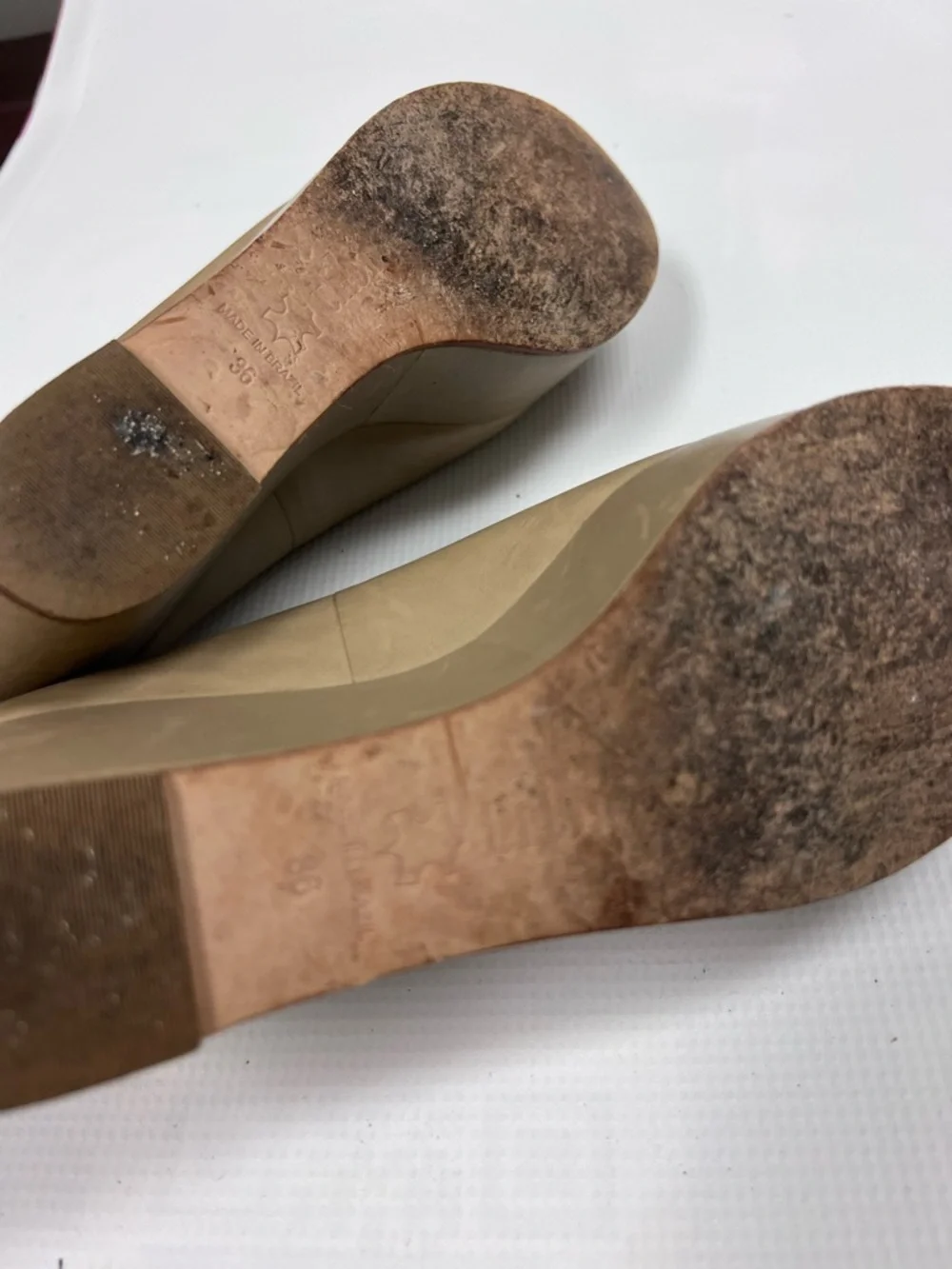 Tibi Beige Ballerina Platform Wedge Pumps